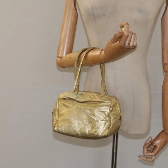 LOEWE Hand Bag Leather Gold Tone Auth - Picture 15 of 16